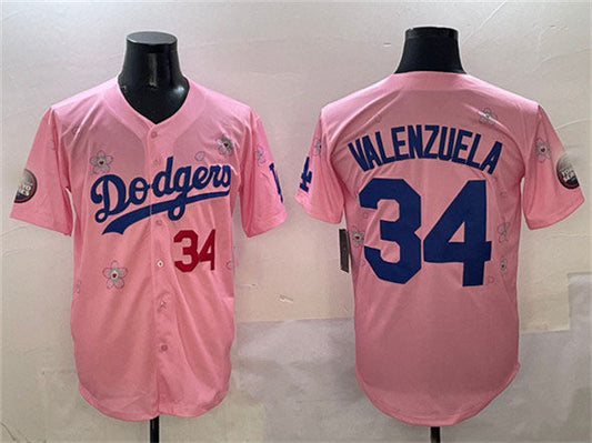 Los Angeles Dodgers #34 Fernando Valenzuela Pink 2025 Tokyo Series Limited Stitched Baseball Jersey - Main View
