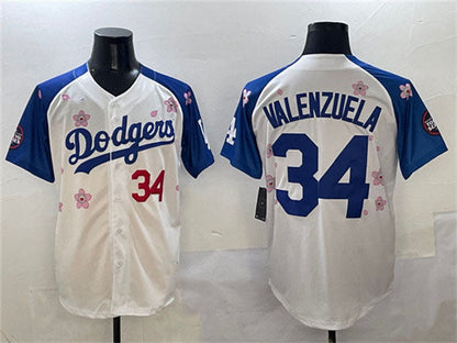 Los Angeles Dodgers #34 Fernando Valenzuela White Royal 2025 Tokyo Series Limited Stitched Baseball Jersey - Main View