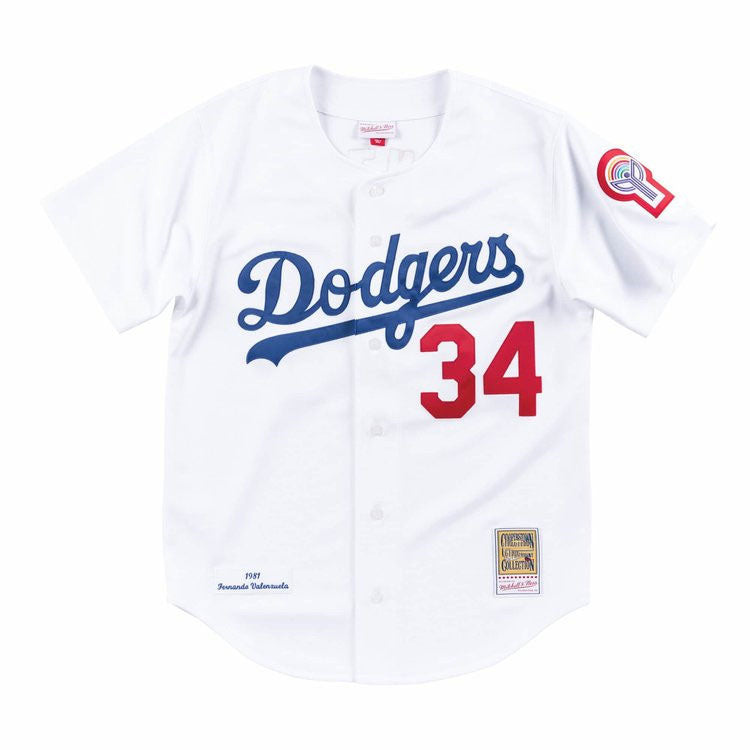 Los Angeles Dodgers #34 Fernando Valenzuela White Stitched Baseball Jersey - Main View