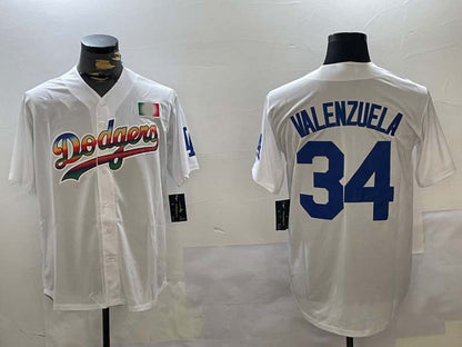 Los Angeles Dodgers #34 Fernando Valenzuela white Authentic Collection Stitched Baseball Jersey - Main View