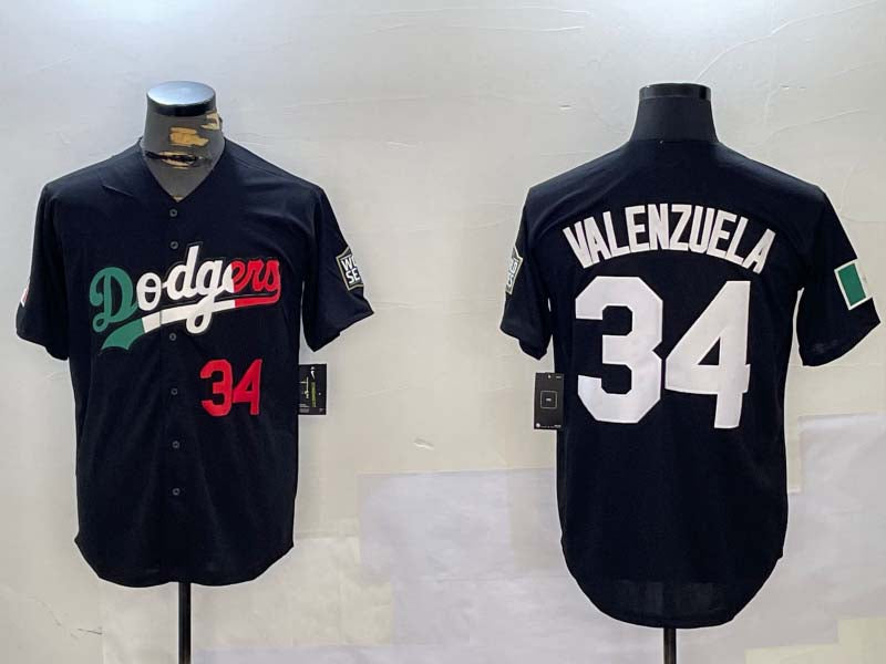 Los Angeles Dodgers #34 Toro Valenzuela Black Mexico 2024 World Series Cool Base Stitched Baseball Jersey - Main View