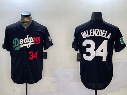 Los Angeles Dodgers #34 Toro Valenzuela Black Mexico 2024 World Series Cool Base Stitched Baseball Jersey - Main View
