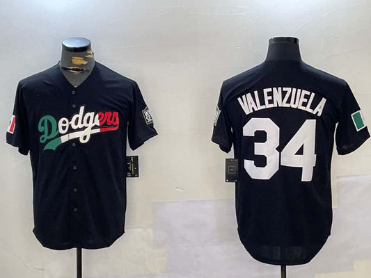 Los Angeles Dodgers #34 Toro Valenzuela Black Mexico 2024 World Series Cool Base Stitched Baseball Jersey - Main View