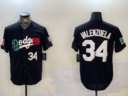 Los Angeles Dodgers #34 Toro Valenzuela Black Mexico 2024 World Series Cool Base Stitched Baseball Jerseys - Main View