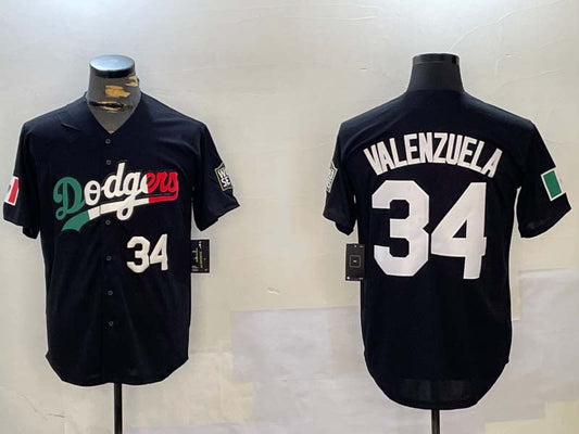 Los Angeles Dodgers #34 Toro Valenzuela Black Mexico 2024 World Series Cool Base Stitched Baseball Jerseys - Main View