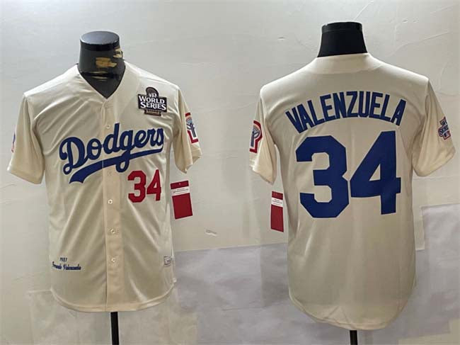 Los Angeles Dodgers #34 Toro Valenzuela Cream 1981 Cooperstown Stitched Baseball Jersey - Main View