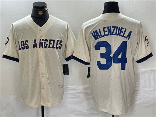 Los Angeles Dodgers #34 Toro Valenzuela Cream Stitched Baseball Jersey - Main View