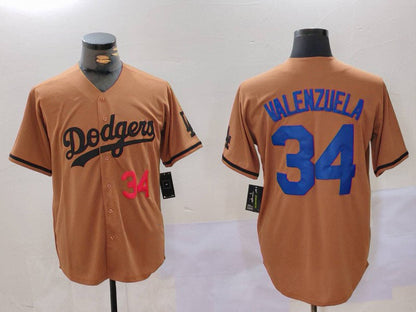Los Angeles Dodgers #34 Toro Valenzuela Number Olive Cool Base Limited Stitched Baseball Jerseys - Main View