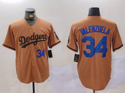 Los Angeles Dodgers #34 Toro Valenzuela Number Olive Cool Base Limited Stitched Baseball Jerseys - Main View