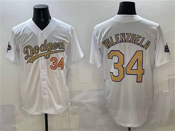 Los Angeles Dodgers #34 Toro Valenzuela White 2025 Gold Collection Limited Stitched Baseball Jersey - Main View