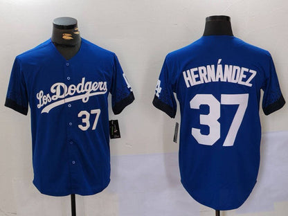 Los Angeles Dodgers #37 Teoscar Hernández Blue Cool Base Stitched Baseball Jersey - Main View