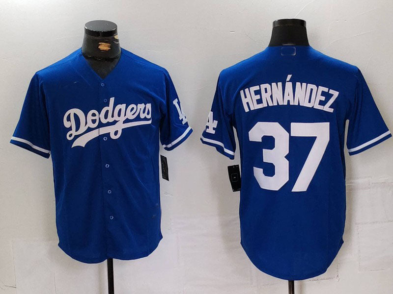 Los Angeles Dodgers #37 Teoscar Hernandez Blue Cool Base Stitched Baseball Jerseys - Main View