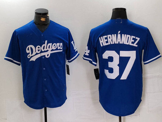 Los Angeles Dodgers #37 Teoscar Hernandez Blue Cool Base Stitched Baseball Jerseys - Main View