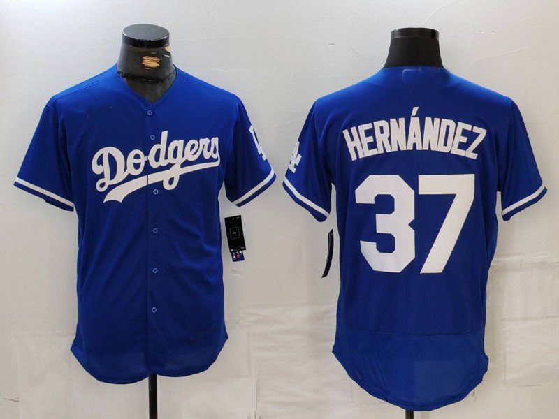 Los Angeles Dodgers #37 Teoscar Hernandez Blue Flex Base Stitched Baseball Jerseys - Main View