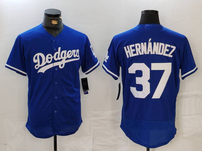 Los Angeles Dodgers #37 Teoscar Hernandez Blue Flex Base Stitched Baseball Jerseys - Main View