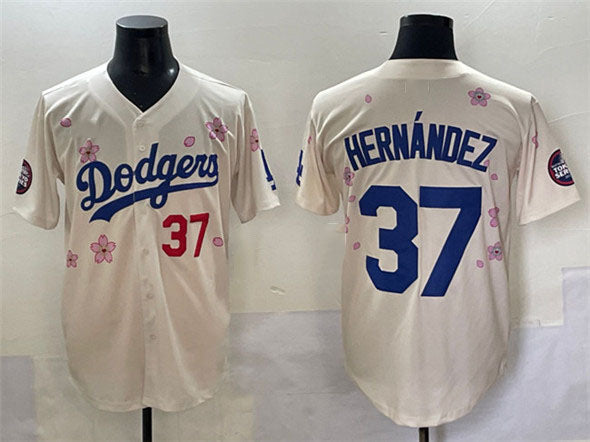 Los Angeles Dodgers #37 Teoscar Hernández Cream 2025 Tokyo Series Limited Stitched Baseball Jersey - Main View
