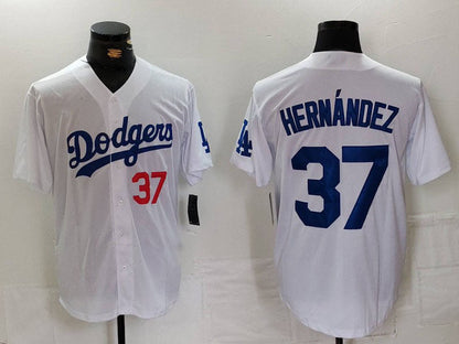 Los Angeles Dodgers #37 Teoscar Hernandez Number White Cool Base Stitched Baseball Jerseys - Main View