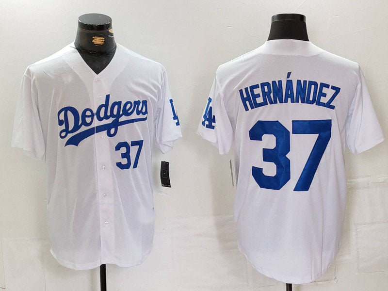 Los Angeles Dodgers #37 Teoscar Hernandez Number White Cool Base Stitched Baseball Jerseys - Main View