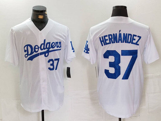 Los Angeles Dodgers #37 Teoscar Hernandez Number White Cool Base Stitched Baseball Jerseys - Main View