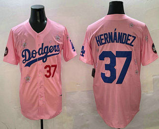 Los Angeles Dodgers #37 Teoscar Hernandez Pink 2025 Tokyo Series Limited Baseball Jersey - Main View