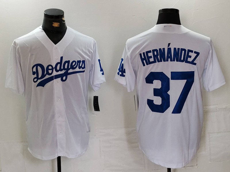 Los Angeles Dodgers #37 Teoscar Hernandez White Cool Base Stitched Baseball Jerseys - Main View
