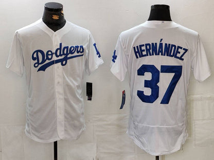 Los Angeles Dodgers #37 Teoscar Hernandez White Flex Base Stitched Baseball Jerseys - Main View