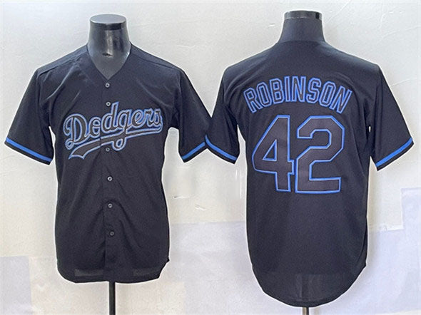 Los Angeles Dodgers #42 Jackie Robinson Black Fashion Stitched Baseball Jersey - Main View