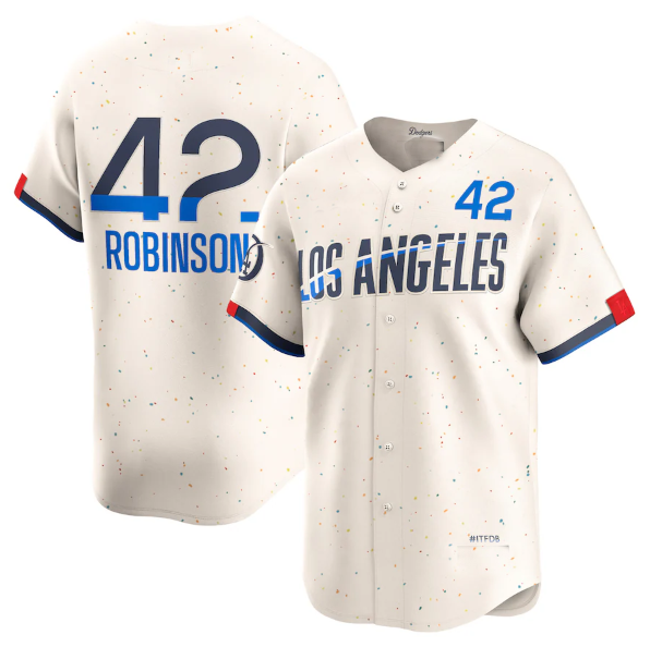 Los Angeles Dodgers #42 Jackie Robinson Cream 2024 City Connect Limited Player Baseball Jerseys - Main View