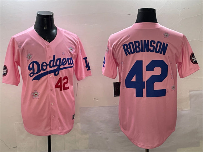 Los Angeles Dodgers #42 Jackie Robinson Pink 2025 Tokyo Series Limited Stitched Baseball Jersey - Main View