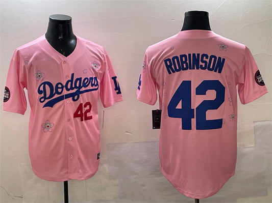 Los Angeles Dodgers #42 Jackie Robinson Pink 2025 Tokyo Series Limited Stitched Baseball Jersey - Main View