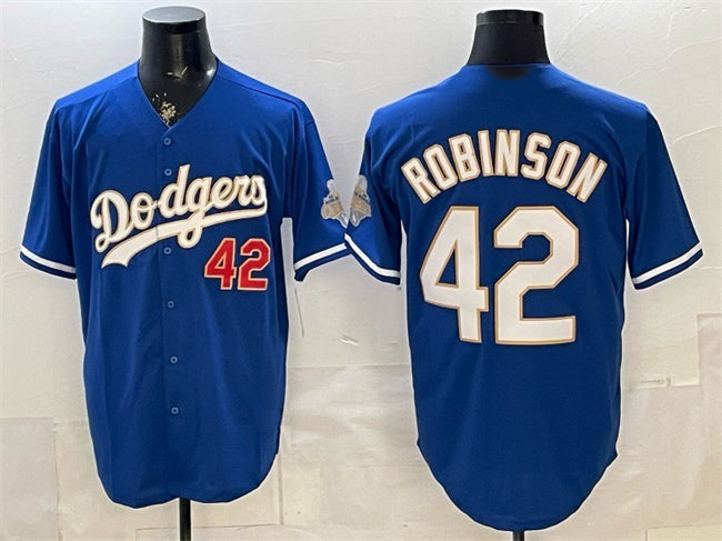 Los Angeles Dodgers #42 Jackie Robinson Royal 2026 Alternate Gold Collection Stadium Stitched Jersey - Main View