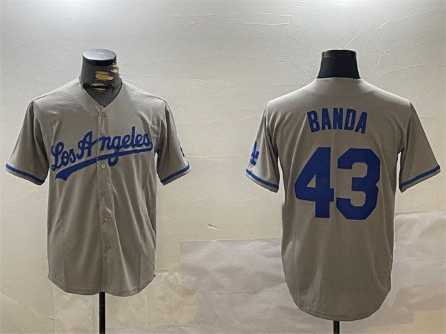 Los Angeles Dodgers #43 Anthony Banda Grey Cool Base Stitched Baseball Jersey - Main View