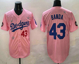Los Angeles Dodgers #43 Anthony Banda Pink 2025 Tokyo Series Limited Baseball Jersey - Main View