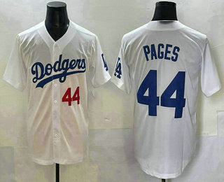 Los Angeles Dodgers #44 Andy Pages Number White Cool Base Stitched Baseball Jersey - Main View
