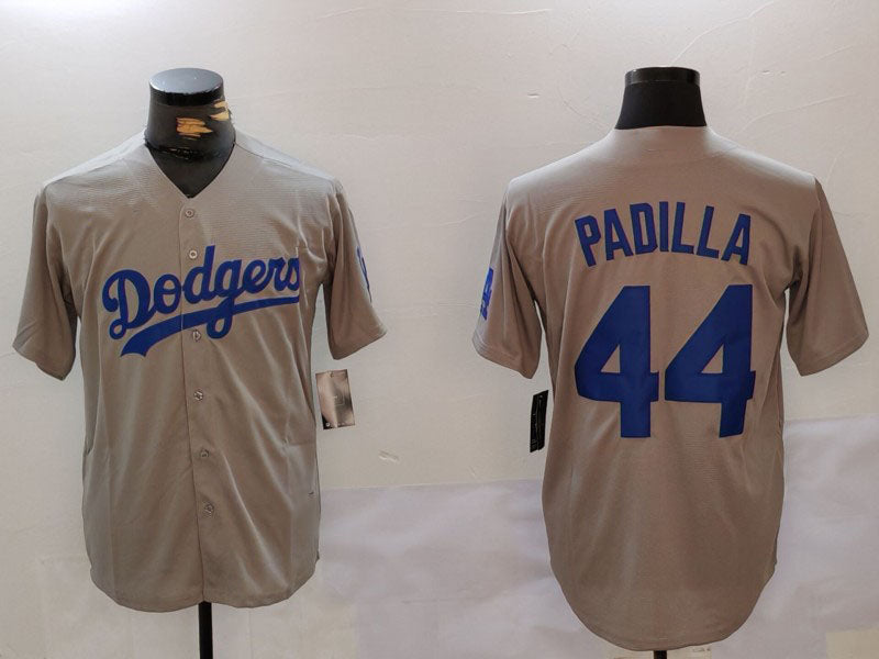 Los Angeles Dodgers #44 Vicente Padilla Grey Cool Base Stitched Baseball Jersey - Main View