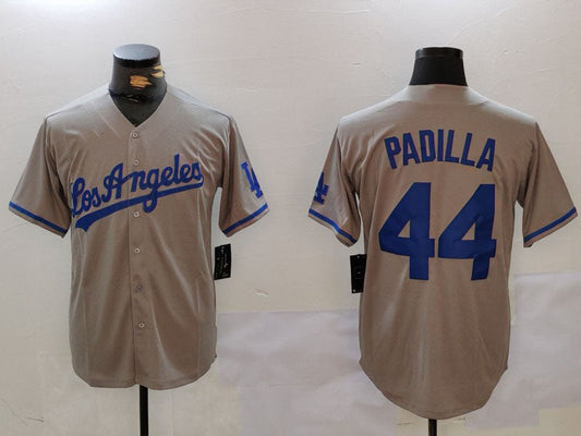 Los Angeles Dodgers #44 Vicente Padilla Grey With los Cool Base Stitched Baseball Jersey - Main View