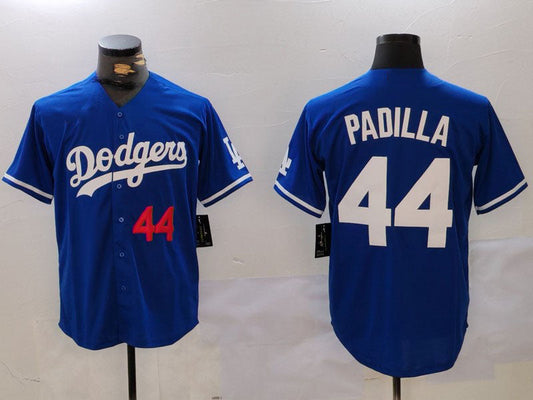 Los Angeles Dodgers #44 Vicente Padilla Number Blue Cool Base Stitched Baseball Jersey - Main View