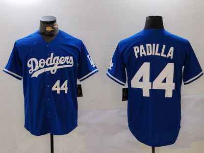 Los Angeles Dodgers #44 Vicente Padilla Number Blue Cool Base Stitched Baseball Jersey - Main View
