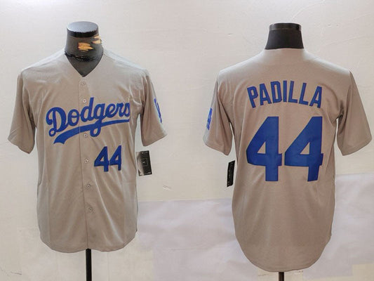 Los Angeles Dodgers #44 Vicente Padilla Number Grey Cool Base Stitched Baseball Jersey - Main View