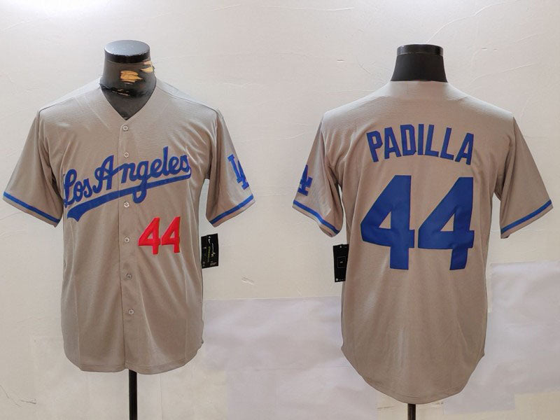 Los Angeles Dodgers #44 Vicente Padilla Number Grey With los Cool Base Stitched Baseball Jersey - Main View