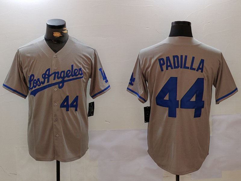 Los Angeles Dodgers #44 Vicente Padilla Number Grey With los Cool Base Stitched Baseball Jersey - Main View