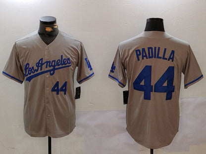 Los Angeles Dodgers #44 Vicente Padilla Number Grey With los Cool Base Stitched Baseball Jersey - Main View
