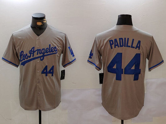 Los Angeles Dodgers #44 Vicente Padilla Number Grey With los Cool Base Stitched Baseball Jersey - Main View