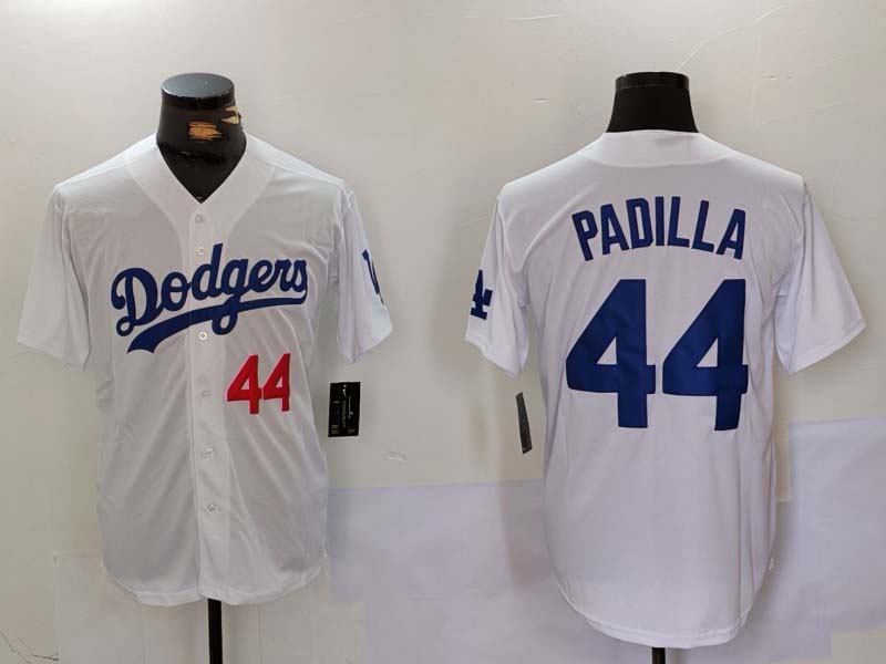 Los Angeles Dodgers #44 Vicente Padilla Number White Cool Base Stitched Baseball Jerseys - Main View