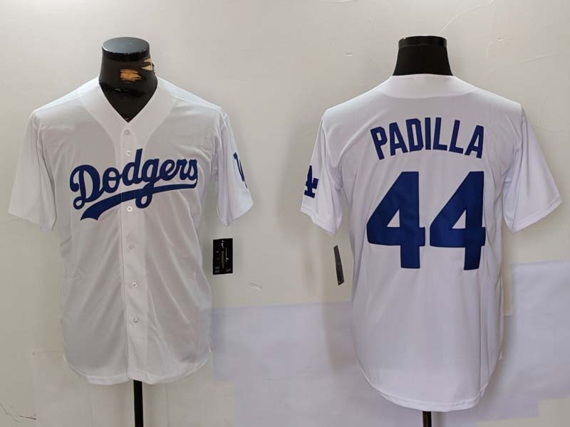 Los Angeles Dodgers #44 Vicente Padilla Number White Cool Base Stitched Baseball Jerseys - Main View