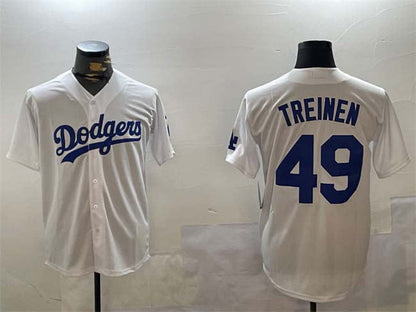 Los Angeles Dodgers #49 Blake Treinen White Cool Base Stitched Baseball Jersey - Main View