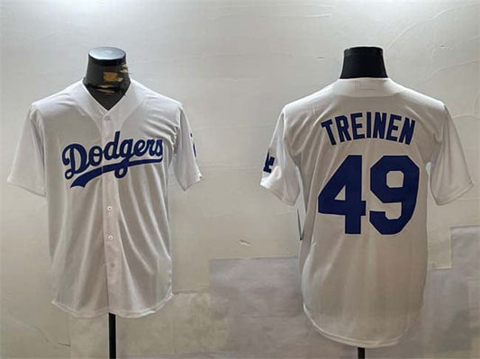 Los Angeles Dodgers #49 Blake Treinen White Cool Base Stitched Baseball Jersey - Main View