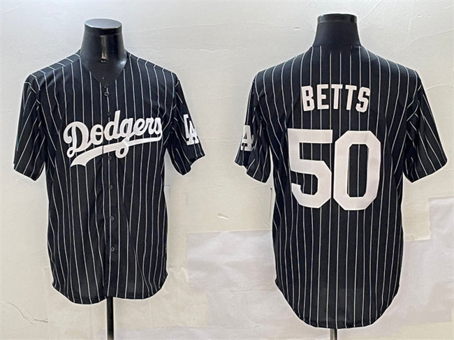 Los Angeles Dodgers #50 Mookie Betts Black Cool Base Stitched Baseball Jersey - Main View