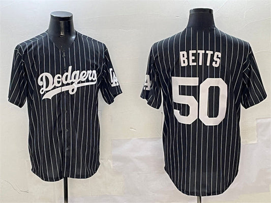 Los Angeles Dodgers #50 Mookie Betts Black Cool Base Stitched Baseball Jersey - Main View