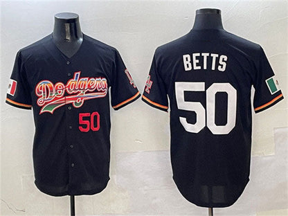 Los Angeles Dodgers #50 Mookie Betts Black Mexico Limited Stitched Baseball Jersey - Main View